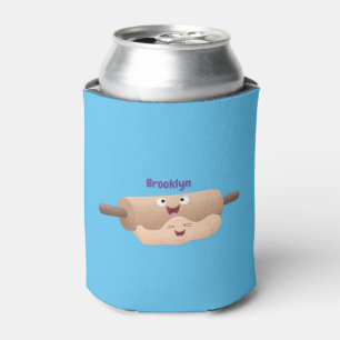 Cute rolling pin and dough pastry baking cartoon can cooler