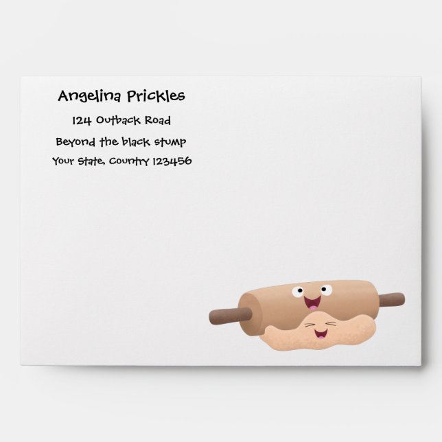 Cute rolling pin and dough pastry baking cartoon envelope (Front)
