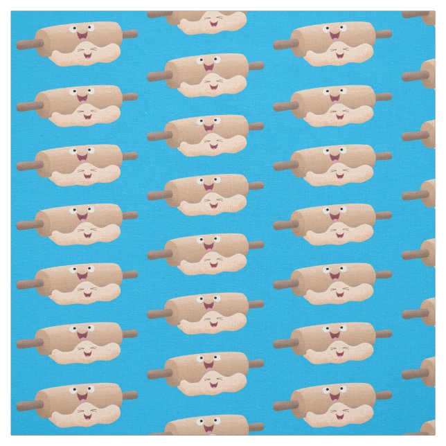 Cute rolling pin and dough pastry baking cartoon fabric (Swatch)