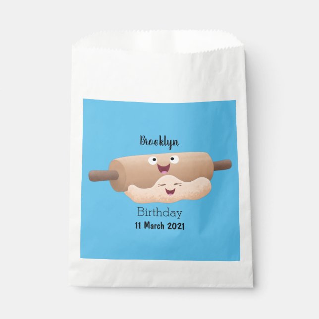Cute rolling pin and dough pastry baking cartoon  favour bag (Front)