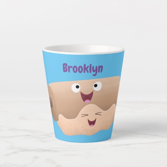 Cute rolling pin and dough pastry baking cartoon latte mug (Front)