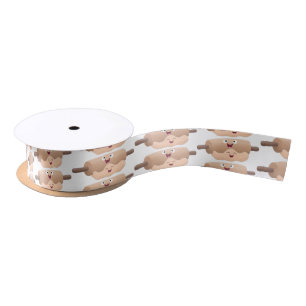 Cute rolling pin and dough pastry baking cartoon satin ribbon