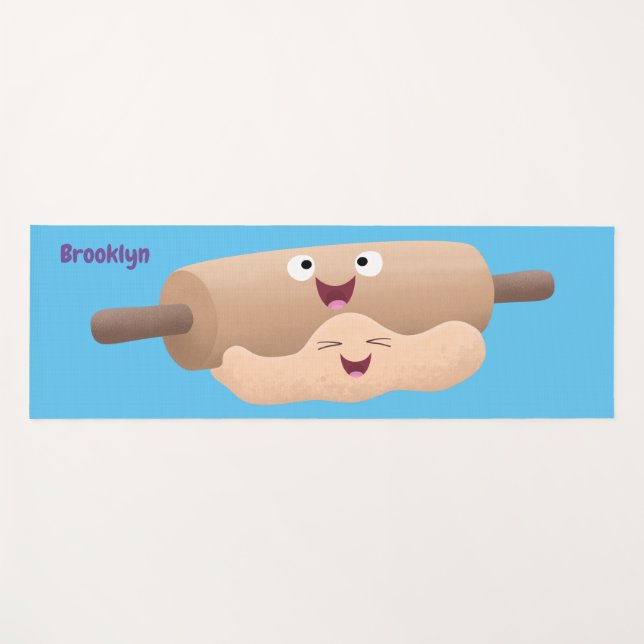 Cute rolling pin and dough pastry baking cartoon  yoga mat (Front (Horizontal))