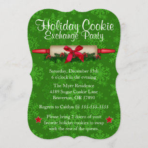 Cute Rolling Pin Cookie Exchange Holiday Invite