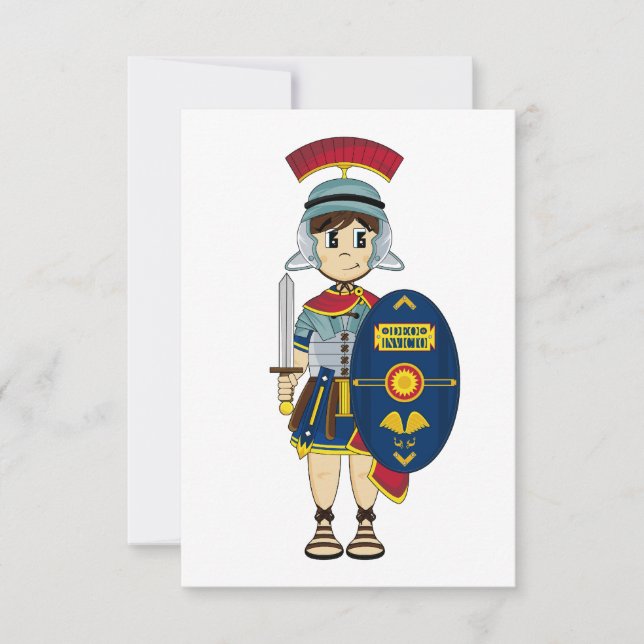Cute Roman Soldier RSVP Card (Front)
