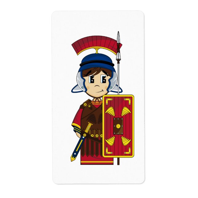 Cute Roman Soldier Sticker Label (Front)