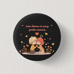 Cute Romantic Anime Couple - Love Moment 3 Cm Round Badge