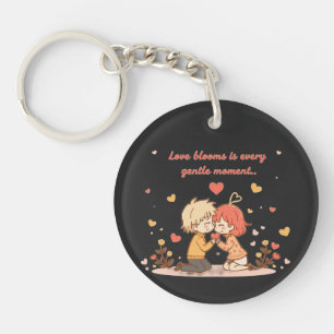 Cute Romantic Anime Couple - Love Moment Key Ring