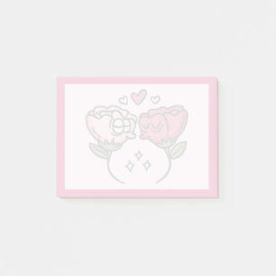 Cute Romantic Blooming Roses & Hearts Post-it Notes