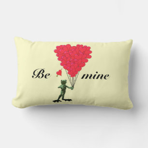 Cute romantic childs frog valentines love heart lumbar cushion