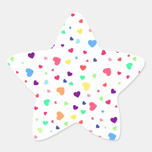 Cute romantic colourful hearts illustration patter star sticker (Front)