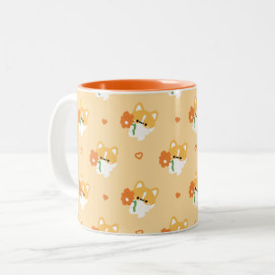 Cute Romantic Corgi Puppy Two-Tone Coffee Mug