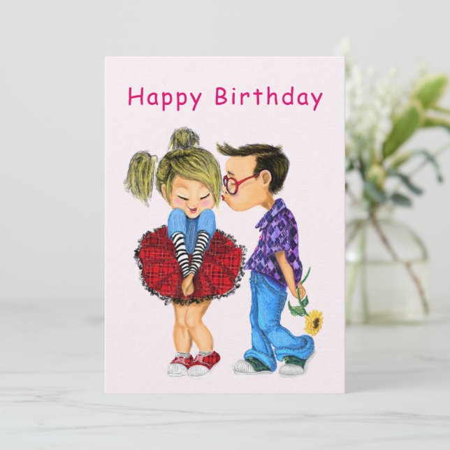 Cute Romantic Couple Birthday Card (Standing Front)