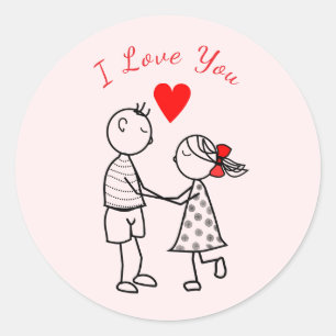 Cute Romantic Couple In Love Stickers - I Love You