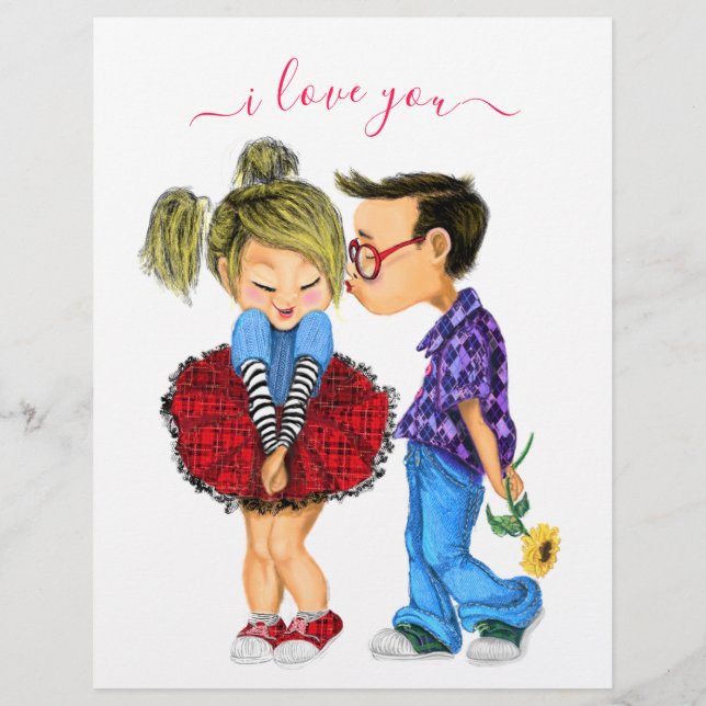 Cute Romantic Couple Letterhead (Back)