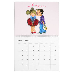 Cute Romantic Couple - Love - I Love You - Kiss Calendar