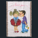 Cute Romantic Couple - Love - I Love You - Kiss Throw Blanket<br><div class="desc">Cute Romantic Couple - Love - I Love You - Kiss Boy and Girl - Fun Painting - Choose / Add Your Unique Text / Name / Colour - Make Your Special Gift - Resize and move or remove / add elements - image / text with customisation tool. Painting and...</div>