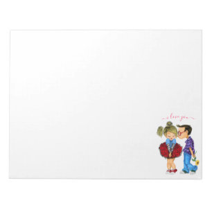 Cute Romantic Couple Love - Kiss - I love You Notepad