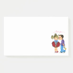 Cute Romantic Couple - Love - Kiss - I Love You Post-it Notes