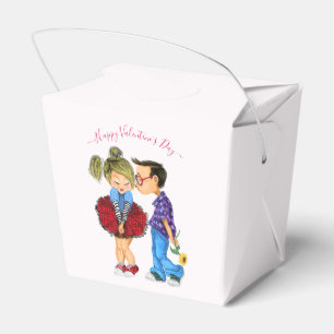 Cute Romantic Couple Love - Kiss - Valentine's Day Favour Box