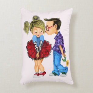 Cute Romantic Couple - Love - Valentine's Day Kiss Decorative Cushion