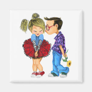 Cute Romantic Couple - Love - Valentine's Day Kiss Magnet