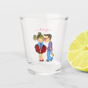 Cute Romantic Couple - Love - Valentine's Day Kiss Shot Glass