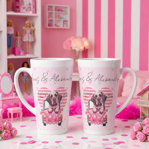 Cute Romantic Couple Names Valentines Day Latte Mug