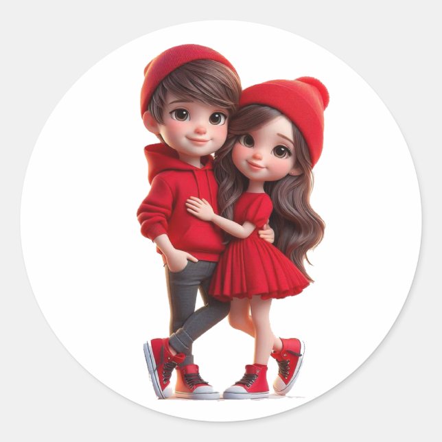 Cute Romantic Couple Sticker – Love & Valentine  (Front)