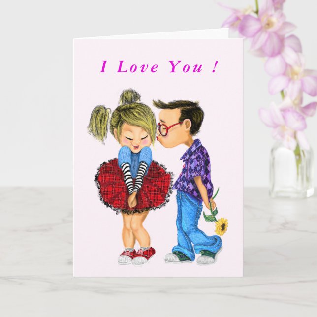 Cute Romantic Couple Valentine's Day Card (Orchid)