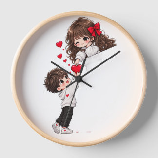 Cute Romantic Couple Wall Clock – Sweet Love Heart