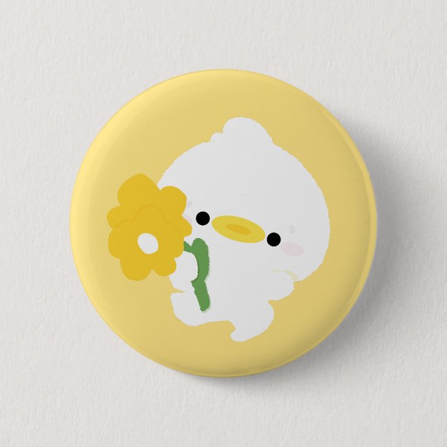 Cute Romantic Duck 6 Cm Round Badge (Front)