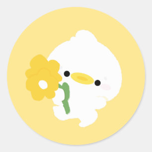 Cute Romantic Duck Classic Round Sticker