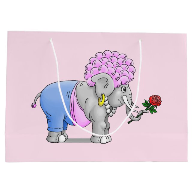 Cute Romantic Elephant Large Gift Bag (Back)