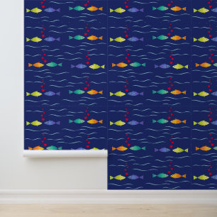Cute romantic fish in ocean wallpaper