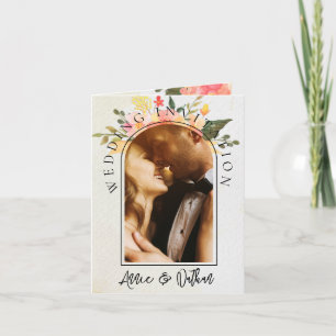 Cute Romantic Floral Arch Script 2 Photo Wedding Invitation