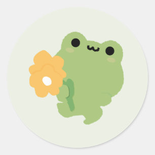 Cute Romantic Frog Classic Round Sticker