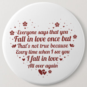 cute romantic love poem memory 6 cm round badge