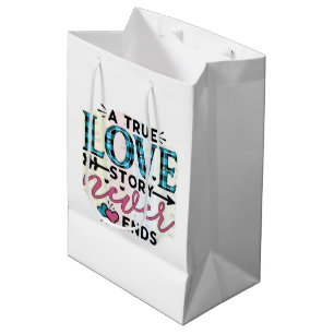 Cute Romantic love story word art Medium Gift Bag