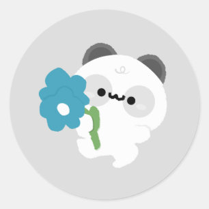 Cute Romantic Panda Classic Round Sticker