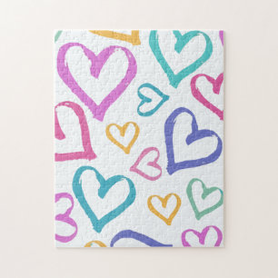 Cute Romantic Pastel Hearts Jigsaw Puzzle