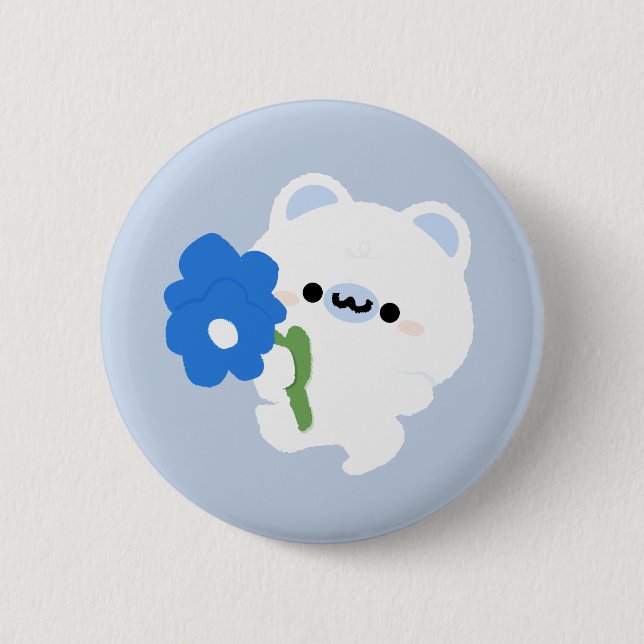 Cute Romantic Polar Bear 6 Cm Round Badge (Front)
