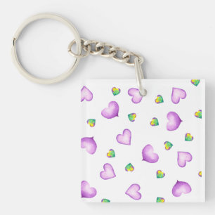 Cute Romantic Purple Heart Birthday Key Ring