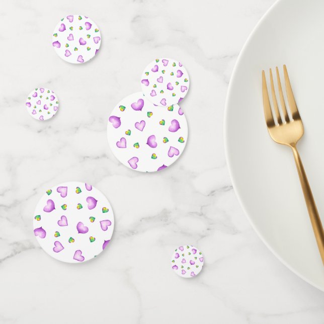 Cute Romantic  Purple Heart Valentine's Day  Confetti (Group)