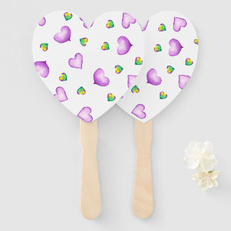 Cute Romantic Purple Heart Valentine's Day Hand Fan