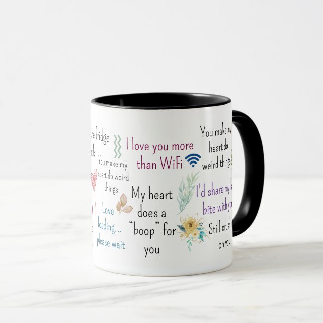 Cute Romantic Quotes Aesthetic Mug Art (Front Right)
