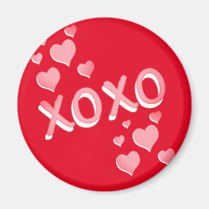 Cute Romantic Red Pink Hearts XOXO Magnet