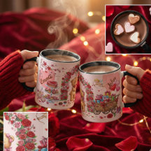 Cute Romantic Red & Pink Watercolor Love Pattern