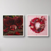 cute Romantic Rose Valentine Framed Wall