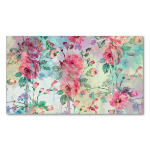 Cute romantic roses floral paint watercolors Magnetic business card